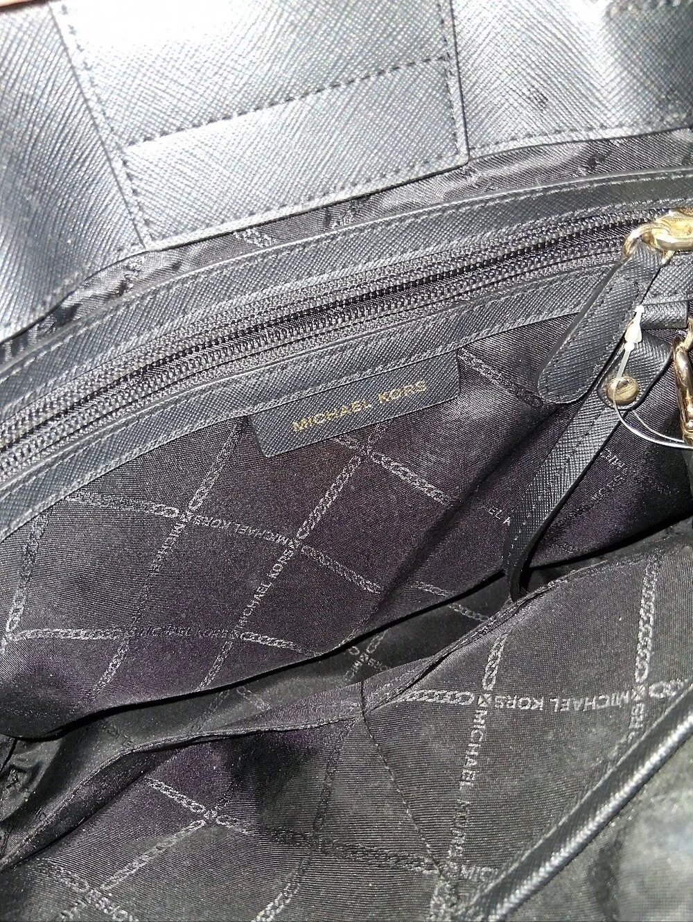 Michael Kors Black Leather Satchel with Gold Accents